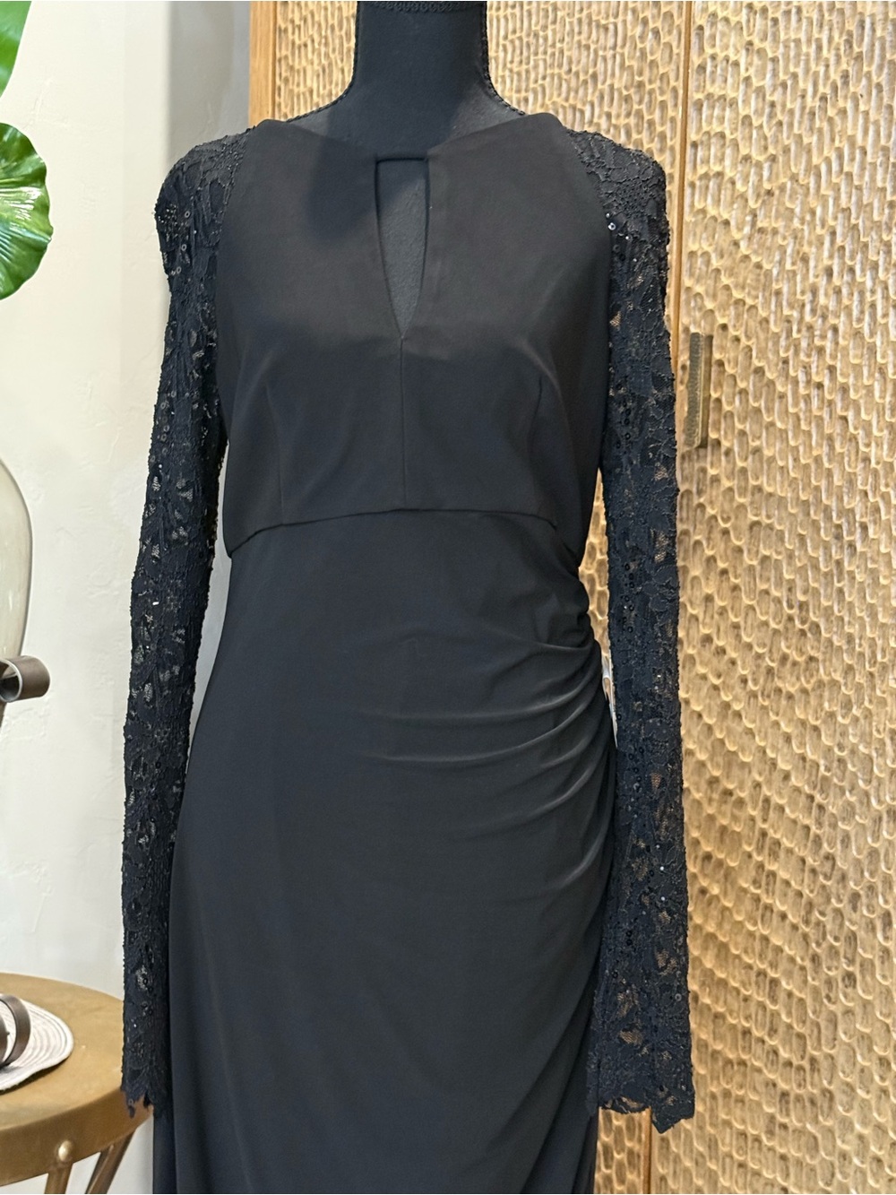 NWT Betsy & Adam Dress Elegant Black Midi Long-Sleeve Lace Sequins Size 10 - Picture 12 of 13
